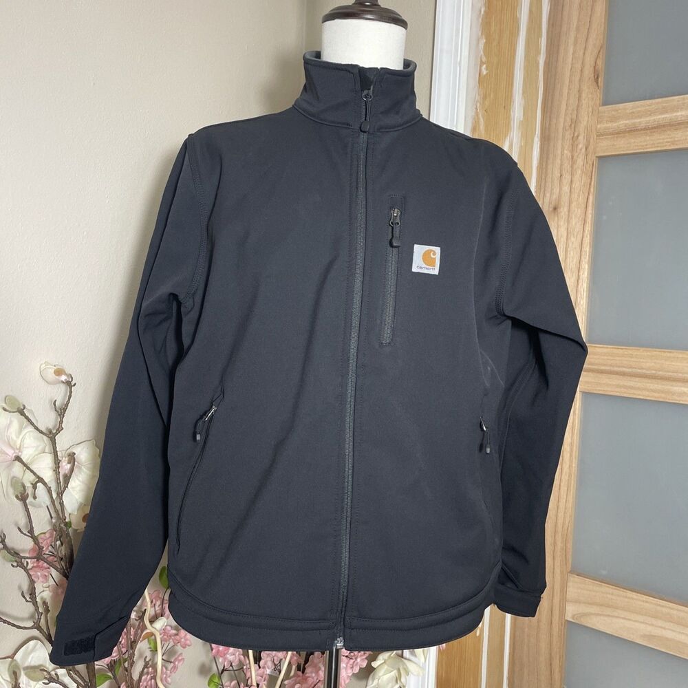 Carhartt Workwear Jacket Men’s Large Fleece Lined Mock Neck Zip Pockets